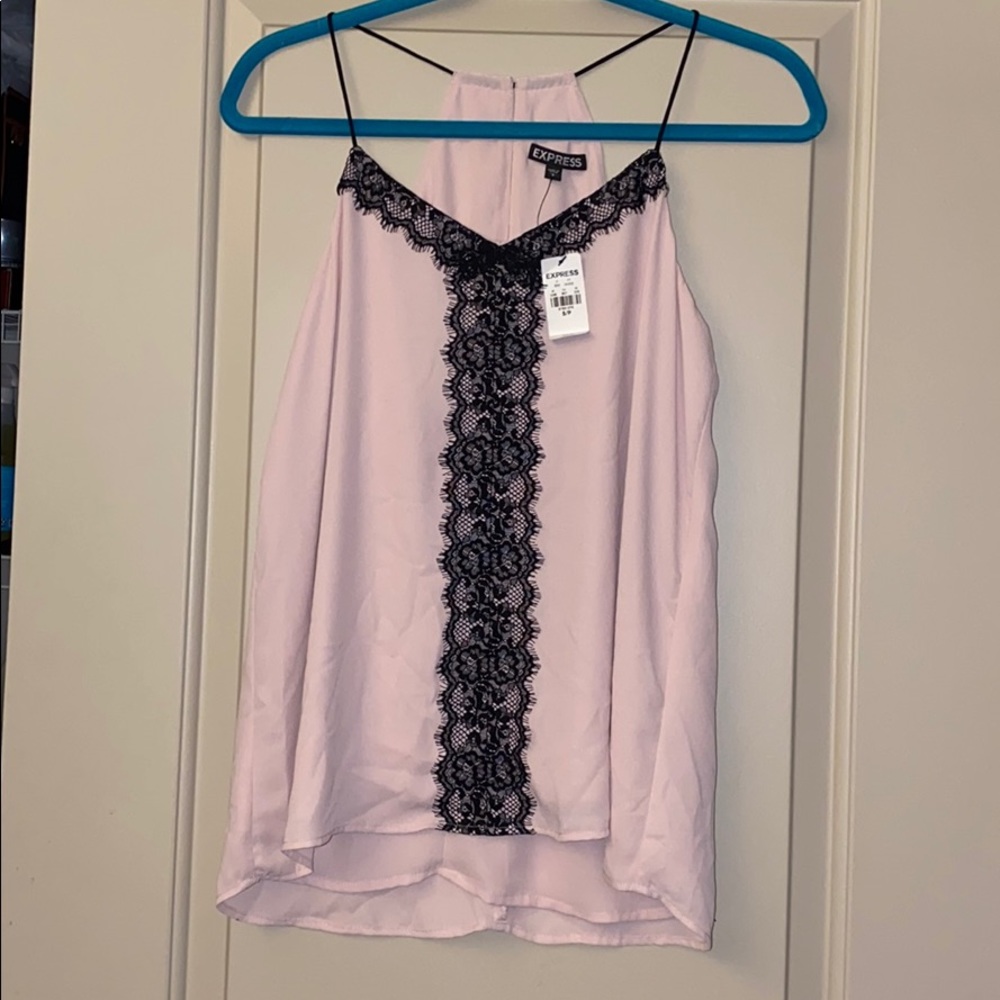 Express Pink Lace Tank Top Small